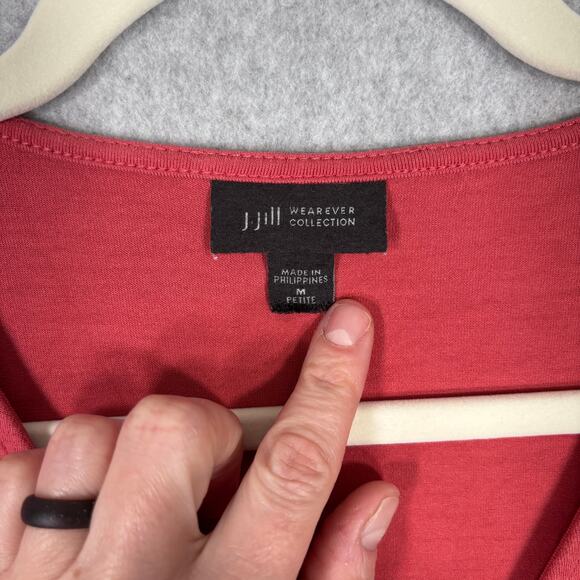 J Jill Tunic Top Medium Coral Wrap Wearever Collection Stretch Soft Flowy Blouse - Picture 6 of 11